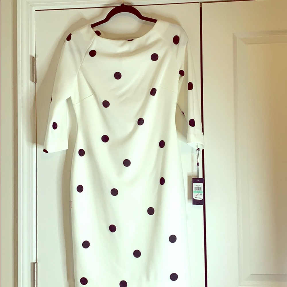Black and white fitted midi dress
